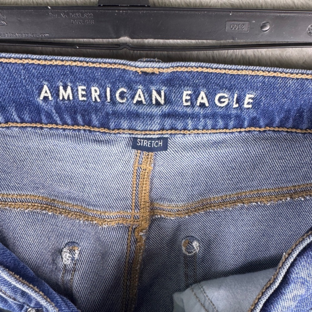 American Eagle Super High-Rise Ankle Straight Blue Seam Front 6 Reg Selvedge - Picture 10 of 13